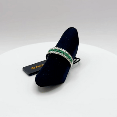 Anello Salvini Oro 18kt Fascia Diamanti E Smeraldi