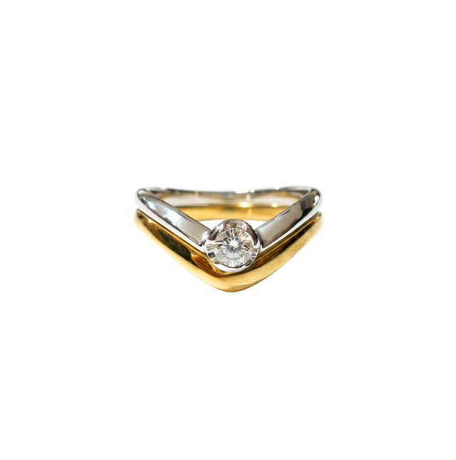ANELLO DAMIANI oro bianco e giallo con diamante 0,22 ct