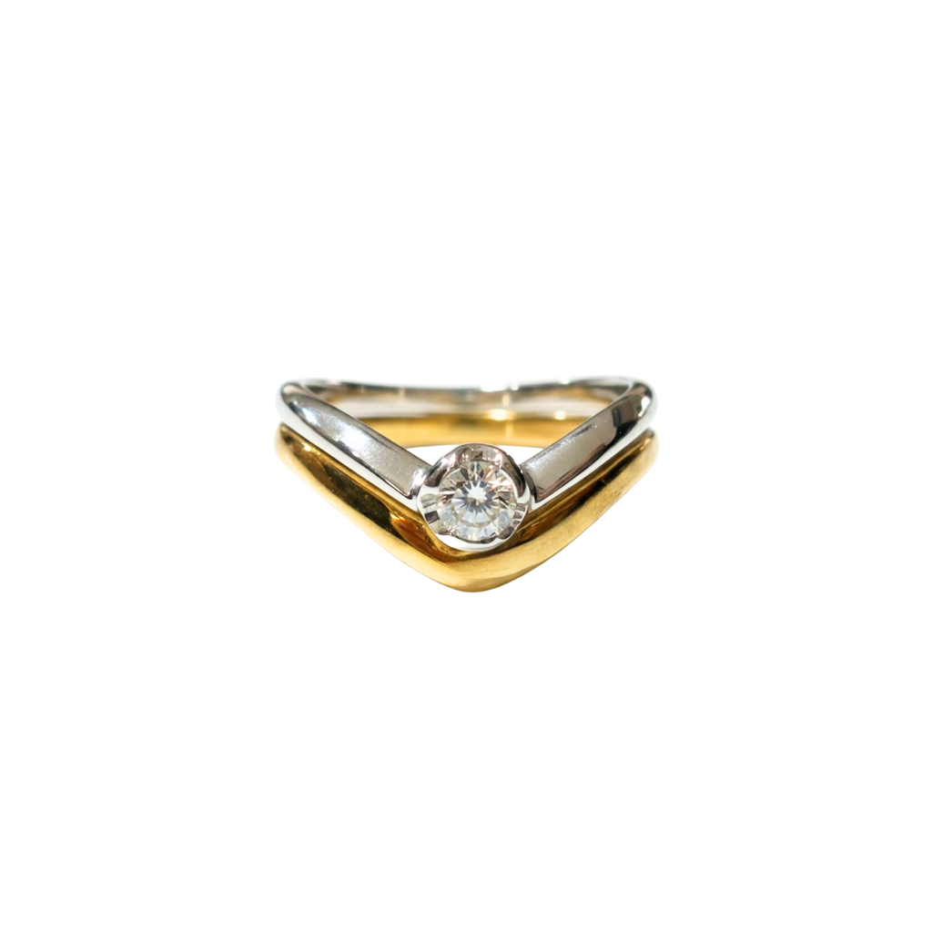 ANELLO DAMIANI oro bianco e giallo con diamante 0,22 ct