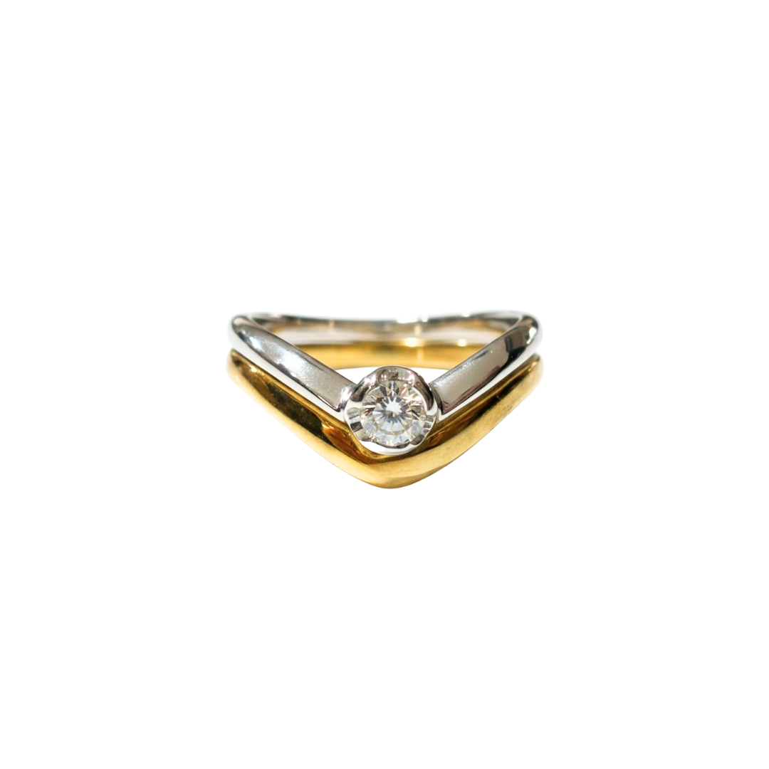 ANELLO DAMIANI oro bianco e giallo con diamante 0,22 ct