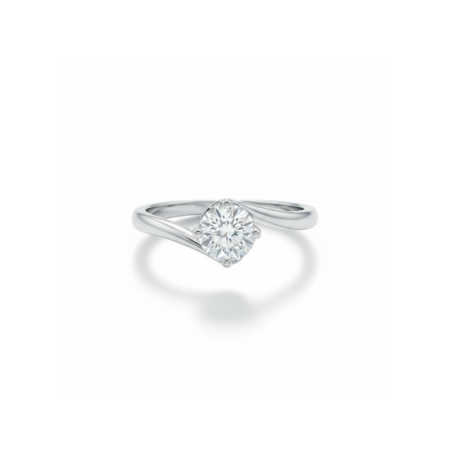 Anello Solitario Recarlo  Collezione Anniversary Con Gambo Pave' In Oro Bianco E Diamanti Ct.0,395 Colore F Si.