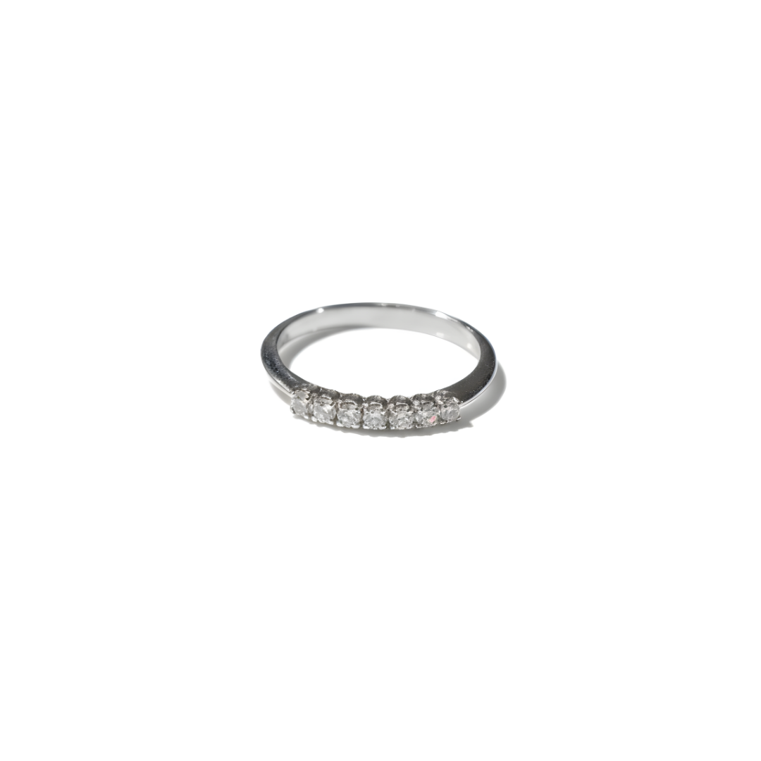 Anello veretta 7 pietre RECARLO in oro bianco e diamanti