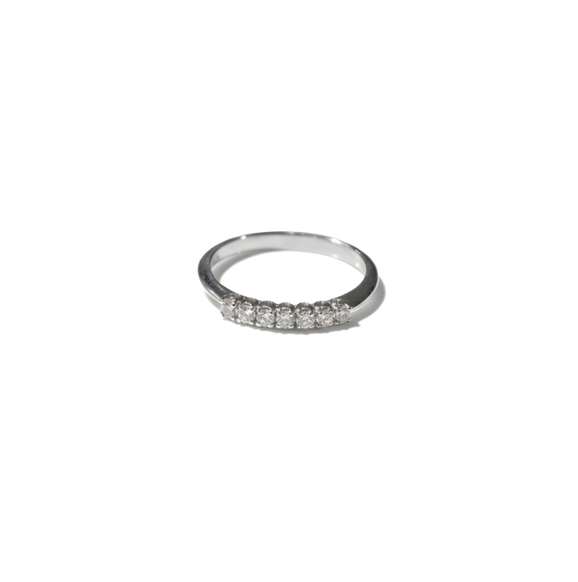 Anello veretta 7 pietre RECARLO in oro bianco e diamanti