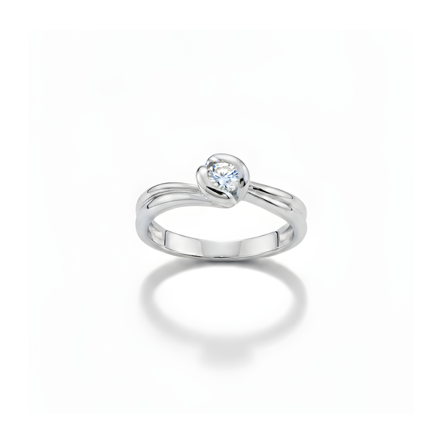 Anello Damiani solitario diamante taglio brillante ct.0.14 colore H if, oro gr.4.80