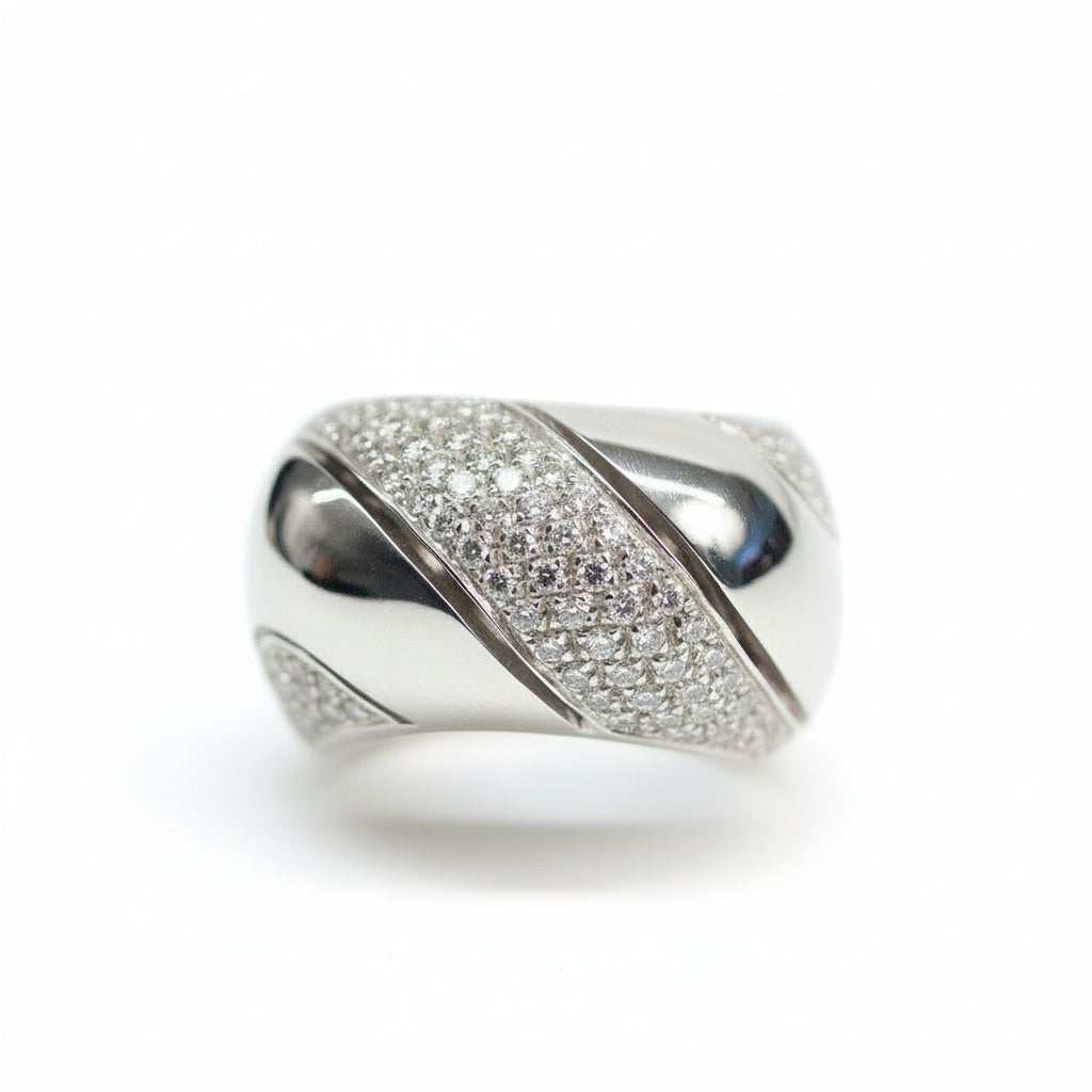 ANELLO DAMIANI FASCIA DIAMANTI TAGLIO BRILLANTE CT.1.09 COLORE H  IF ORO BIANCO GR.14.40