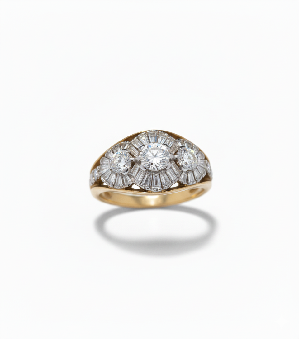ANELLO DAMIANI oro e diamanti ct.0,18-0,13-0,06 Preziosa montatura