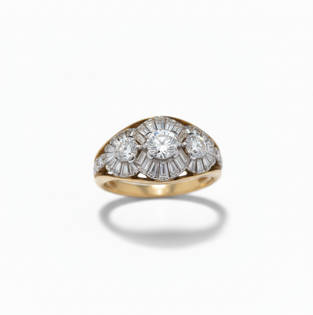 ANELLO DAMIANI oro e diamanti ct.0,18-0,13-0,06 Preziosa montatura