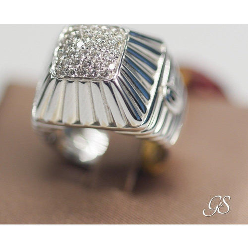 Anello Damiani fascia diamanti taglio brillante CT.0.46 colore H IF oro bianco GR.15.90