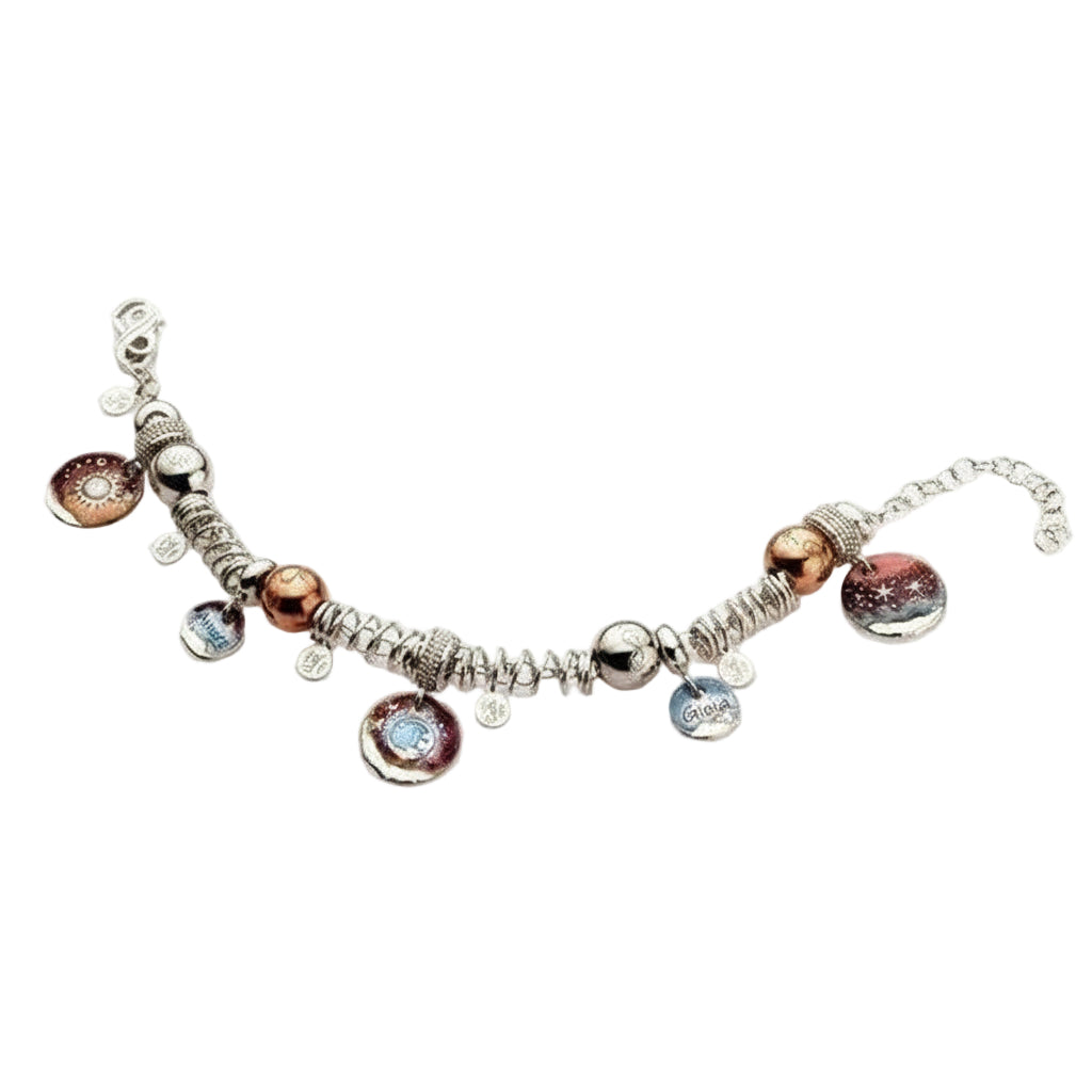 BRACCIALE ARGENTO E CIONDOLI GABRIELLA RIVALTA COLLEZIONE I VALORI DELLA VITA
