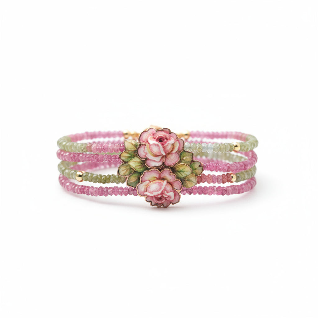 BRACCIALE GABRIELLA RIVALTA CON TORMALINE IN ORO E RAME MINIATO.