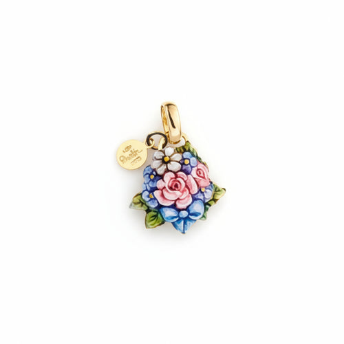 CIONDOLO  BOUQUET DI FIORI   GABRIELLA RIVALTA  REALIZZATO IN ORO MINIATO E RAME.