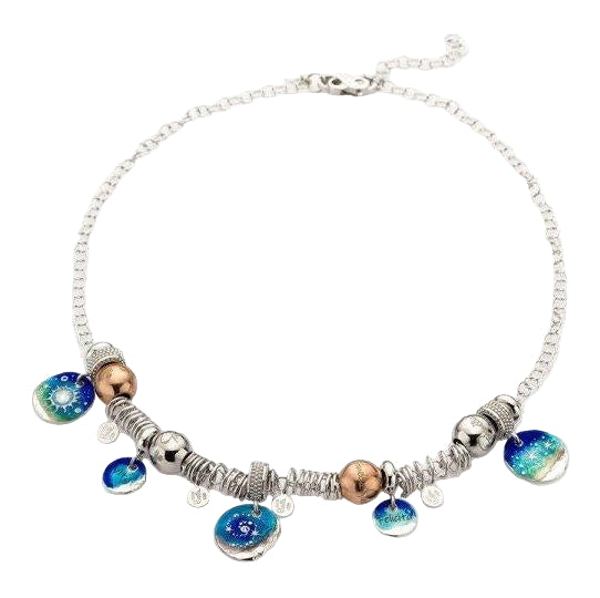 COLLANA ARGENTO E CIONDOLI GABRIELLA RIVALTA COLLEZIONE I VALORI DELLA VITA