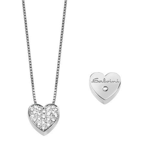 Collana Girocollo Salvini Cuore In Oro Bianco E Diamanti 0,08