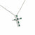Collana Damiani con croce diamanti taglio baguette ct.0.25 colore H if, smeraldi ct.0.20, oro bianco gr.3.60
