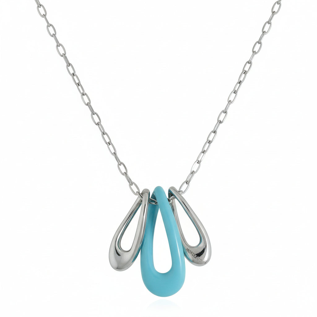 Collana Morellato in acciaio ciondolo con turchese