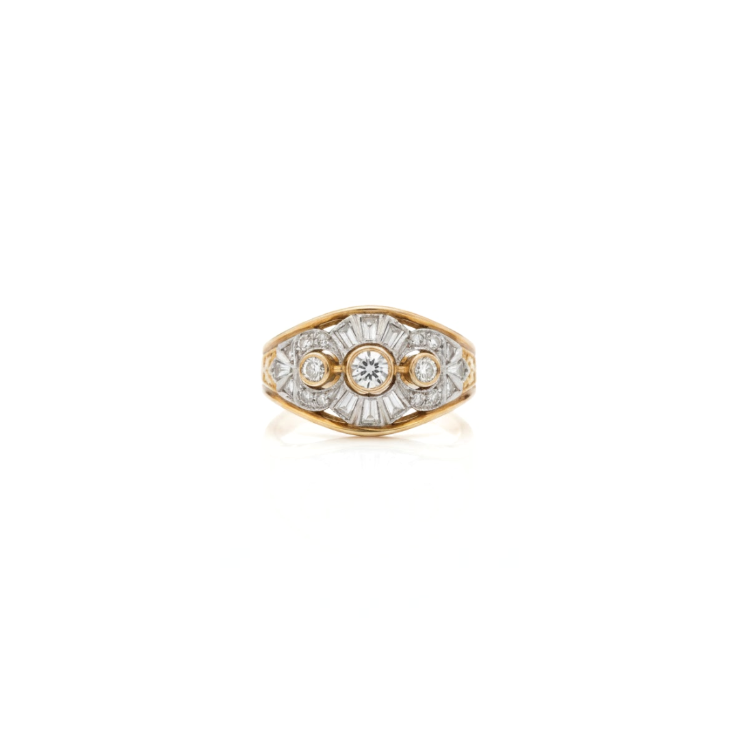 ANELLO DAMIANI oro e diamanti ct.0,18-0,13-0,06 Preziosa montatura
