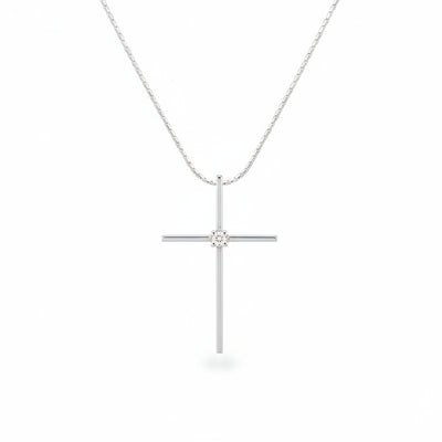 Girocollo Recarlo croce in oro bianco con diamante
