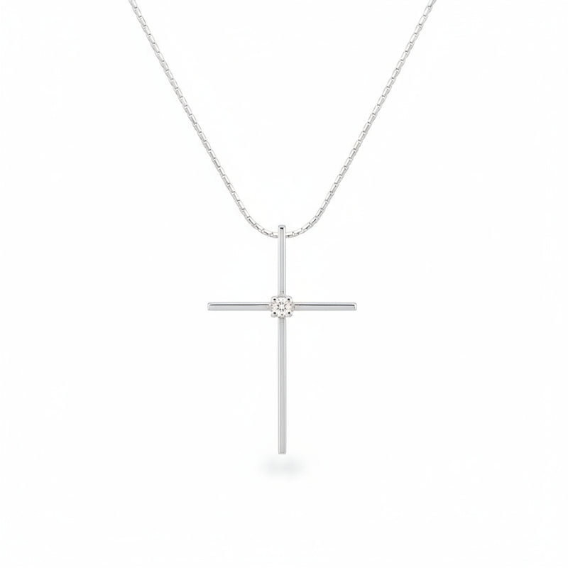 Collana Recarlo Croce In Oro Bianco Con Diamante