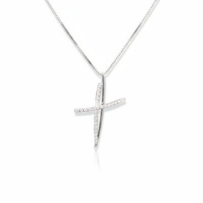 Girocollo Recarlo croce in oro bianco con diamanti