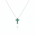 Girocollo Recarlo croce in oro bianco e smeraldi ct.0,42
