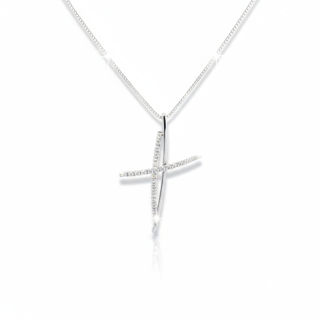 Girocollo Recarlo in oro bianco e diamanti ct0.09 e ct0.09 F VS