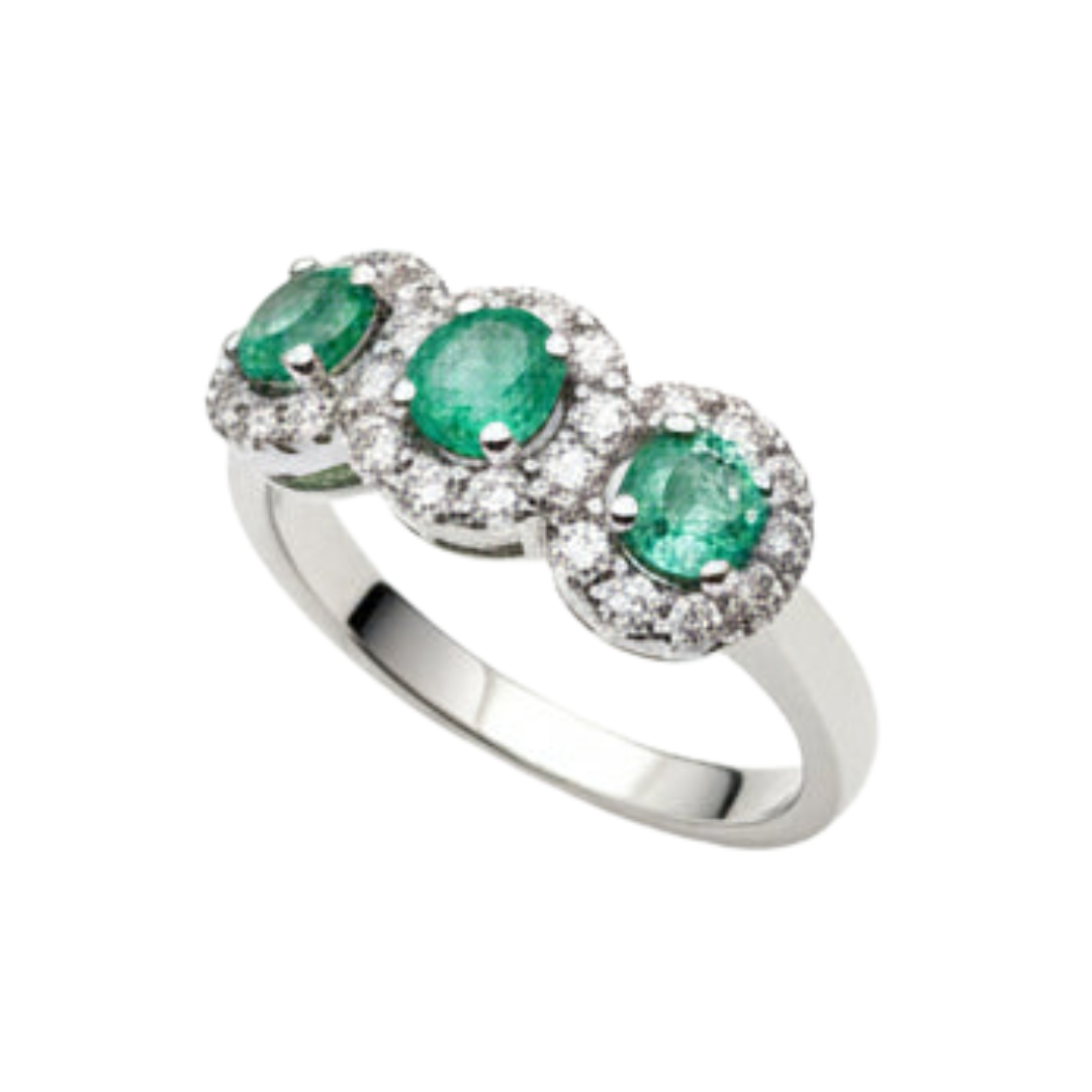 Anello Hrd Collezione Jennifer in Oro Bianco 18kt con Smeraldi