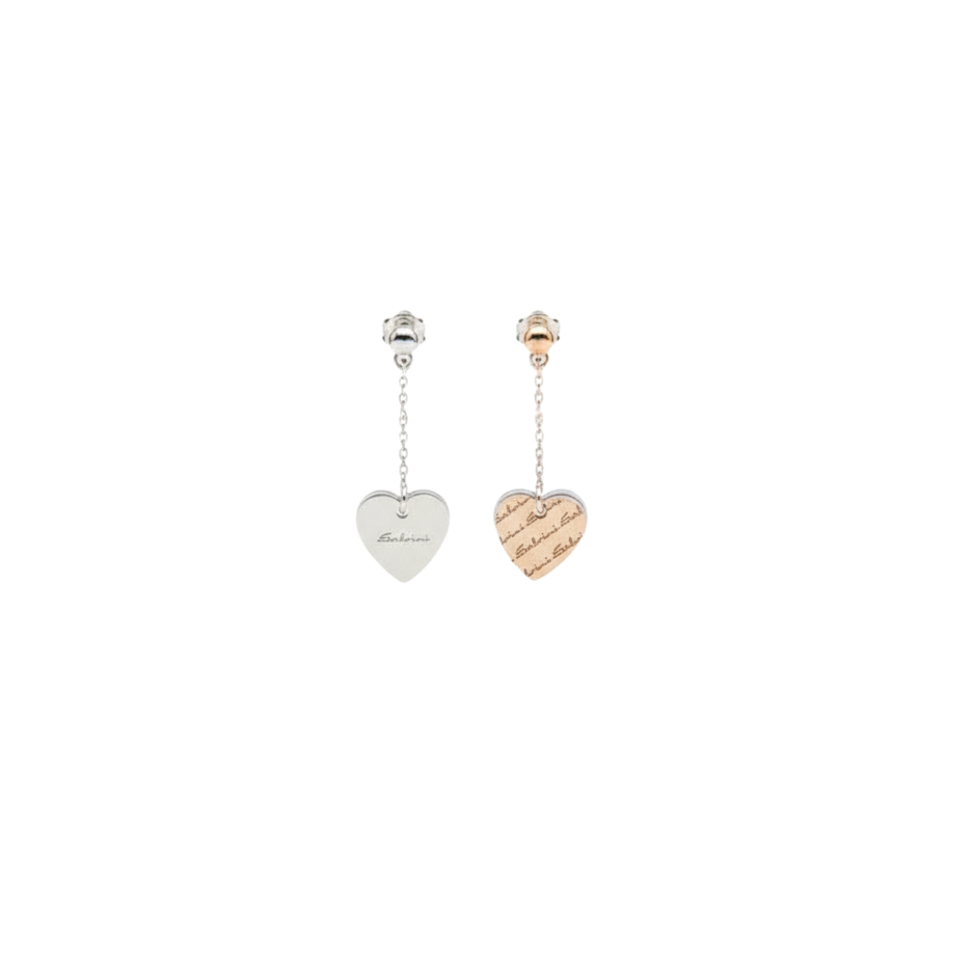 Orecchini Salvini Minimal Collection In Oro 9kt Bianco E Rosa Con Diamante.