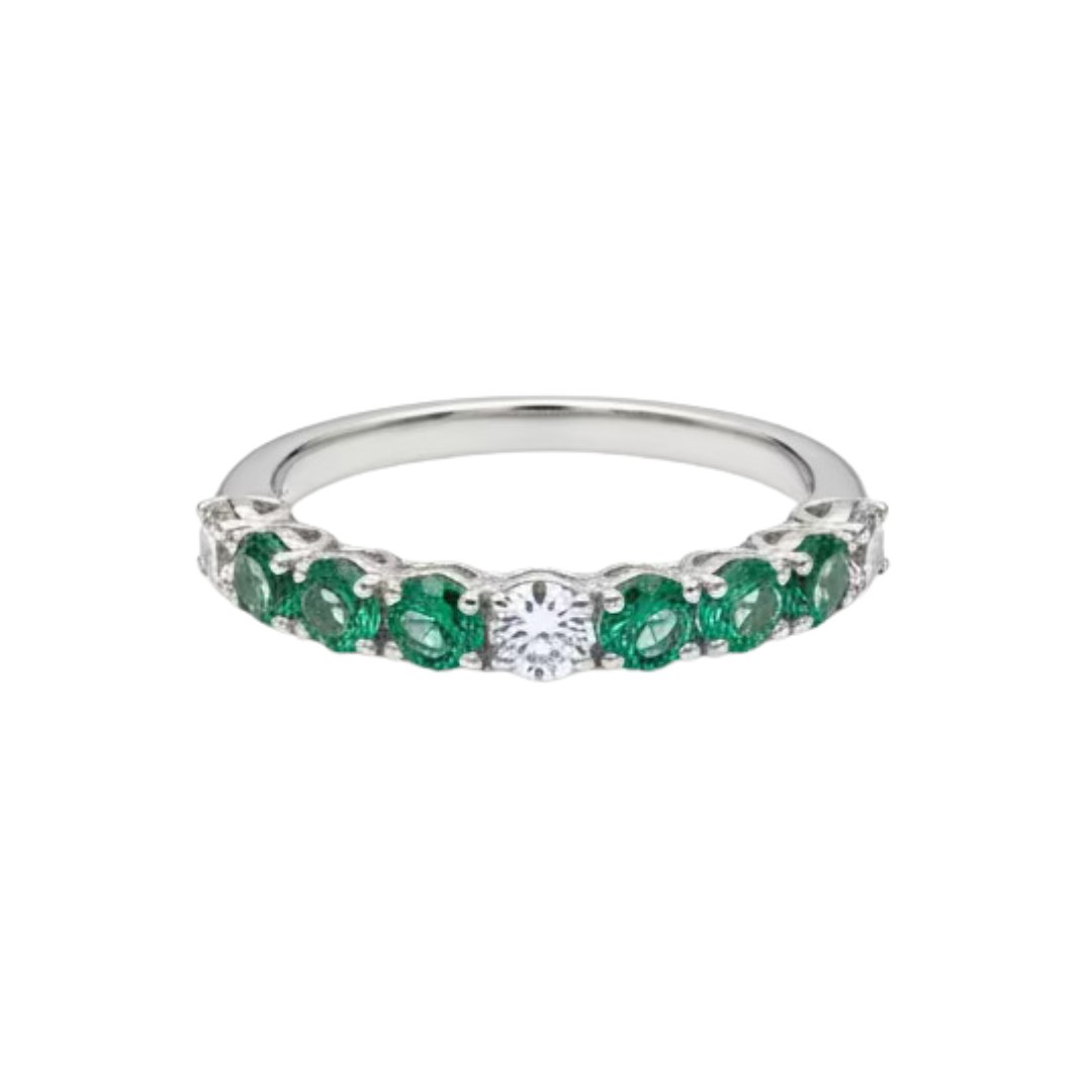 Anello Recarlo Oro Bianco 18kt con Diamanti e Smeraldi