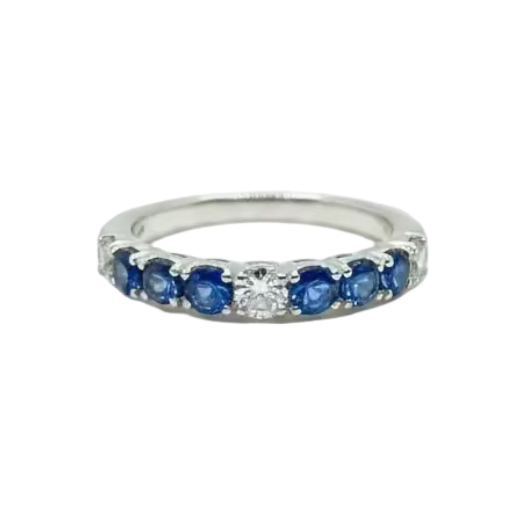 Anello Recarlo Oro Bianco 18kt con Diamanti e Zaffiri