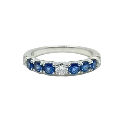 Anello Recarlo Oro Bianco 18kt con Diamanti e Zaffiri