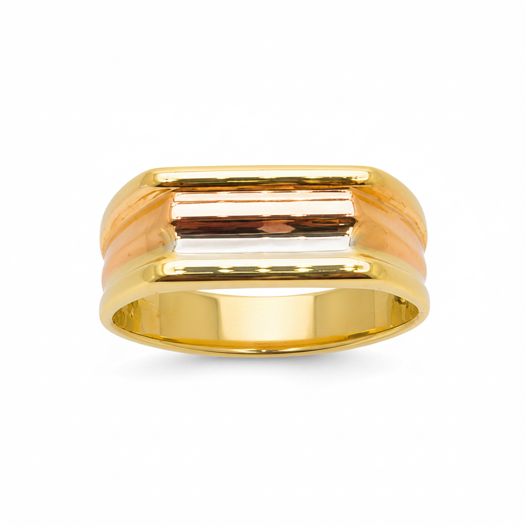 Anello Uomo Oro 18kt 3 Colori Bianco, Giallo e Rosa