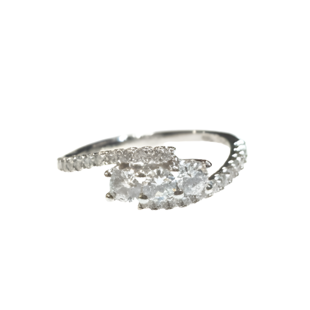 Anello Recarlo Trilogy In Oro Bianco Con Diamanti Taglio Brillante Ct.0,45 E 0,29 Colore F Vs.