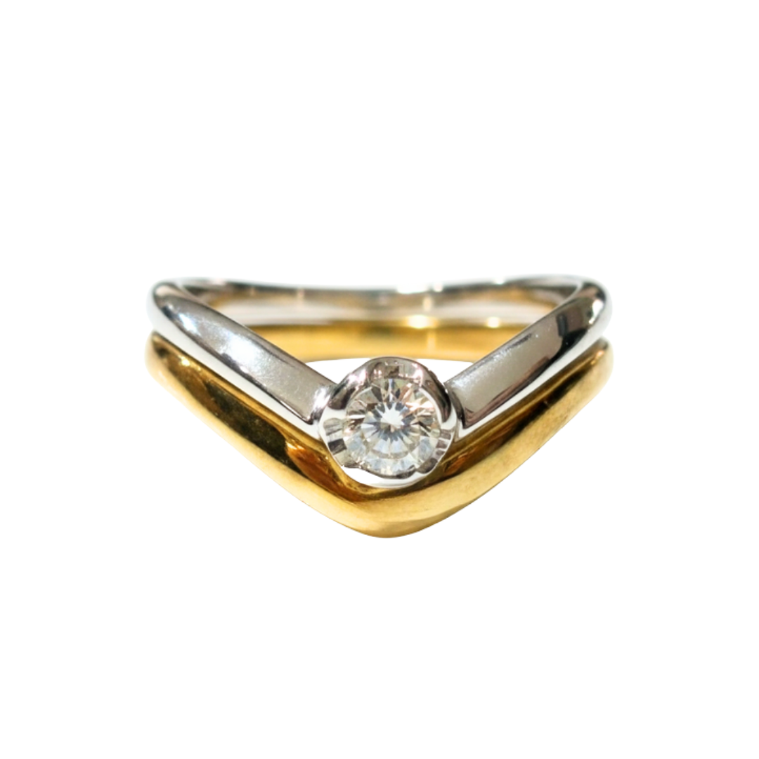 Anello Damiani Oro Bianco E Giallo Con Diamante 0,22 Ct