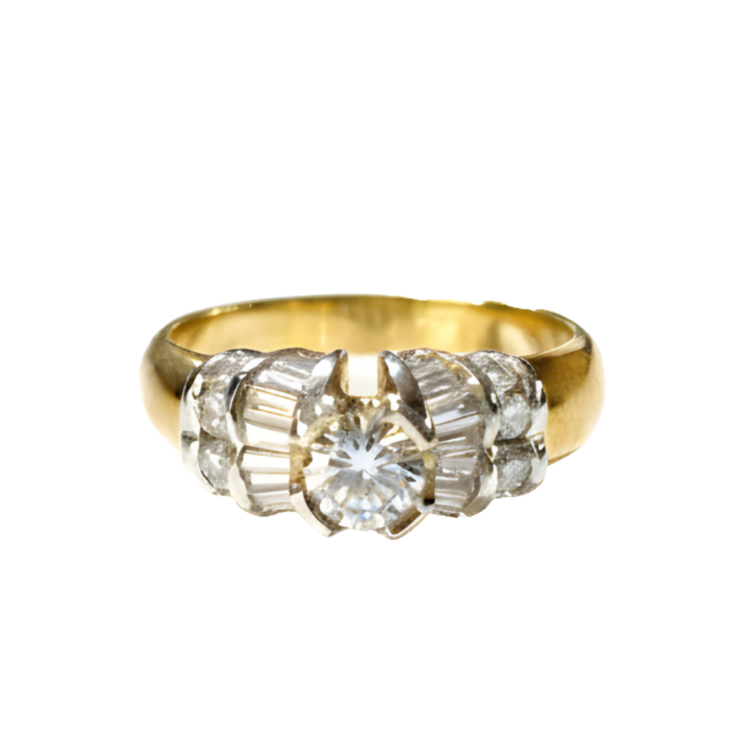 Anello Damiani Oro E Bellissimo Diamante 0,45 E 0,25 Ct.