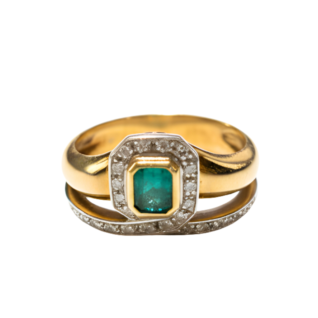 Anello Damiani Oro Con Diamanti E Smeraldo 0,37 Ct.