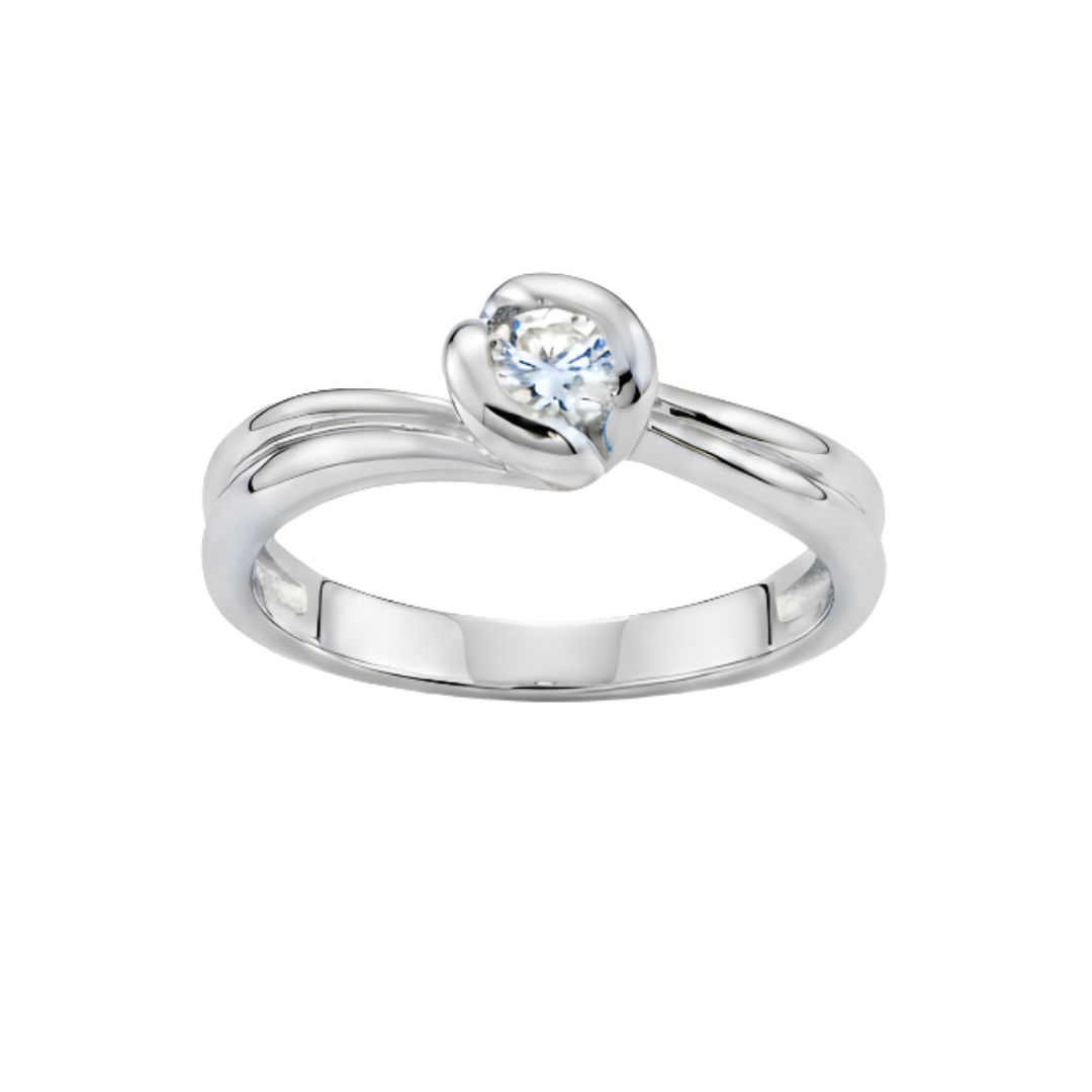 Anello Damiani Solitario Diamante Taglio Brillante Ct.0.14 Colore H If, Oro Gr.4.80