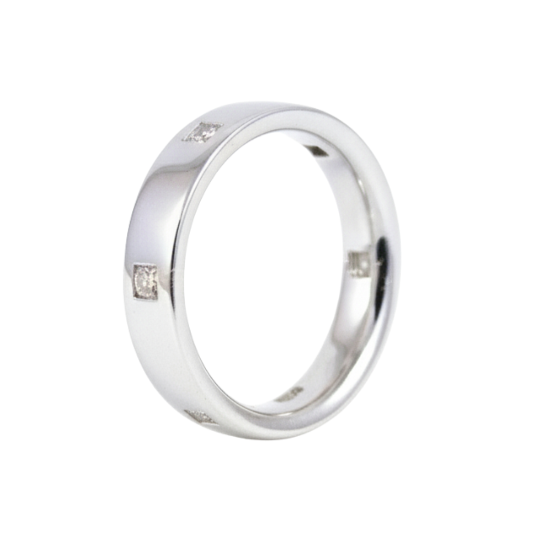 Anello Damiani Fascia Diamanti Taglio Brillante Ct.0.25 Colore H If Oro Bianco Gr.7.5