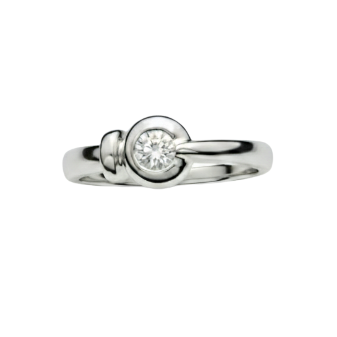Anello Damiani Solitario Bianco E Diamante Kt.0,15 H Ref.bv472726