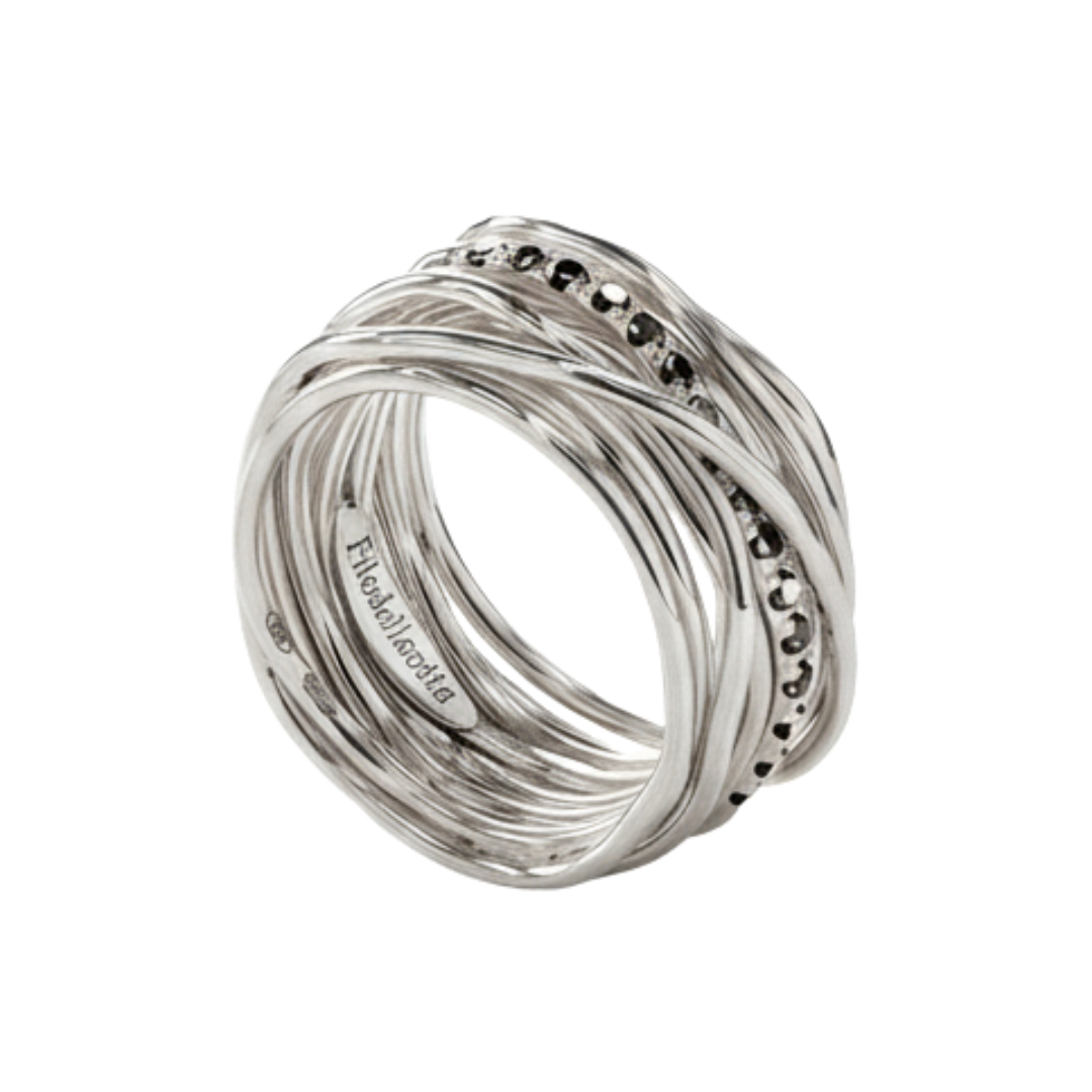 Anello Filodellavita 13 Fili In Argento E Diamanti Black
