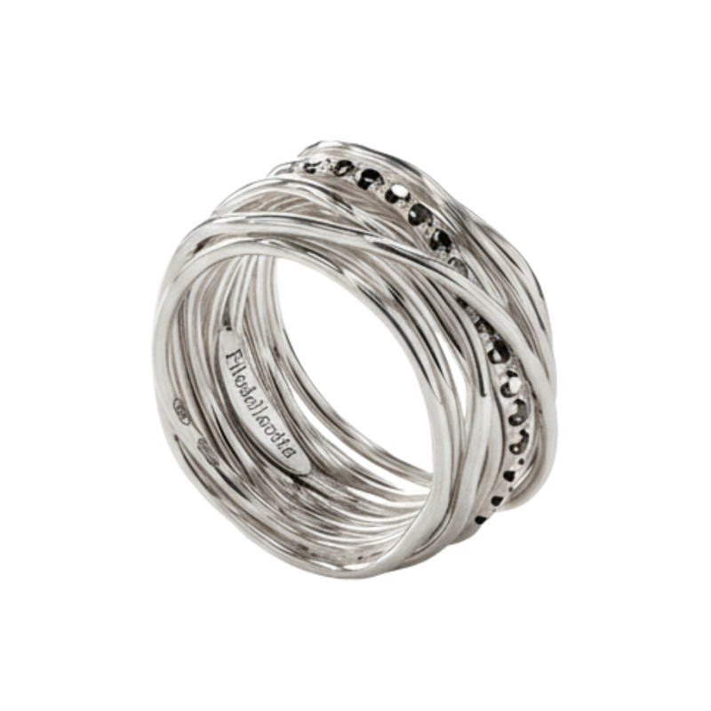 Anello Filodellavita 13 Fili In Argento E Diamanti Black