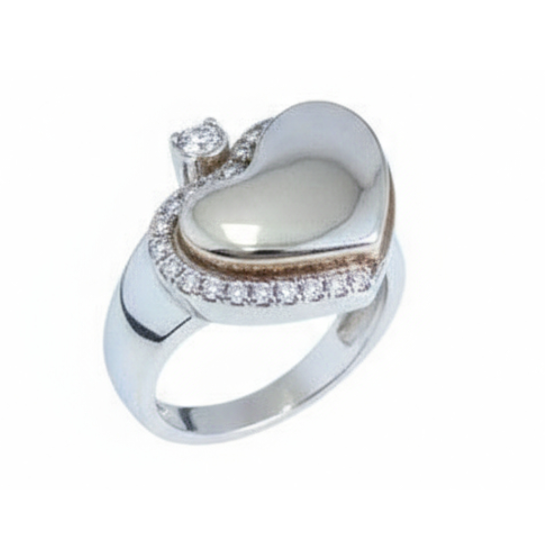 Anello Morellato Cuore In Acciaio Con Cristalli E Diamantino