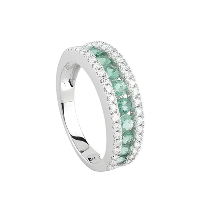 Anello Salvini Fascia Diamanti E Smeraldi