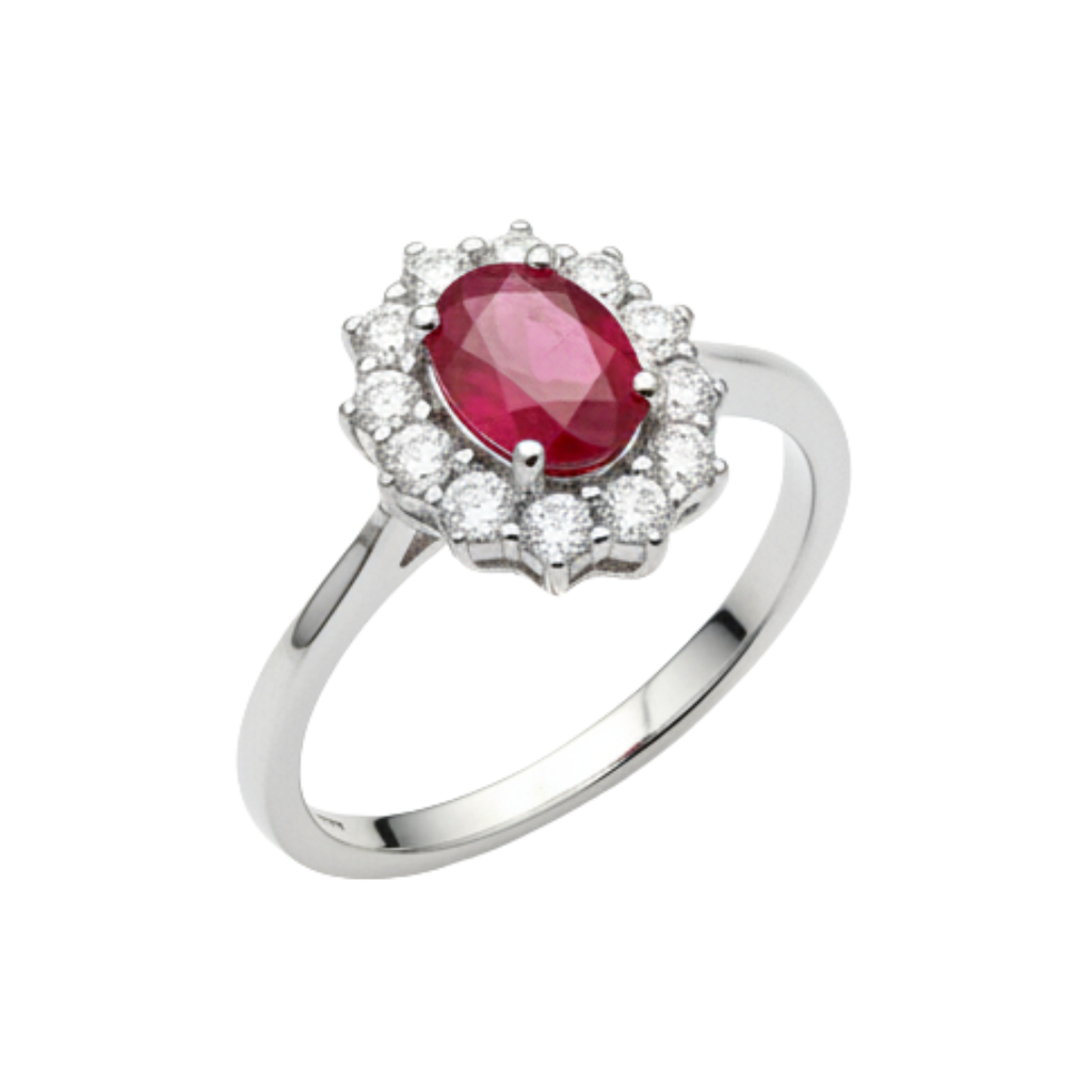 Anello Hrd in Oro Bianco 18kt con Rubino e Diamanti