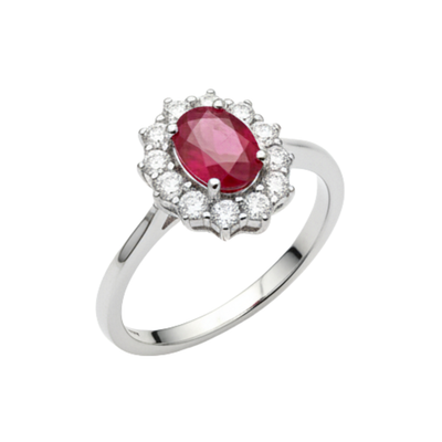 Anello Hrd in Oro Bianco 18kt con Rubino e Diamanti