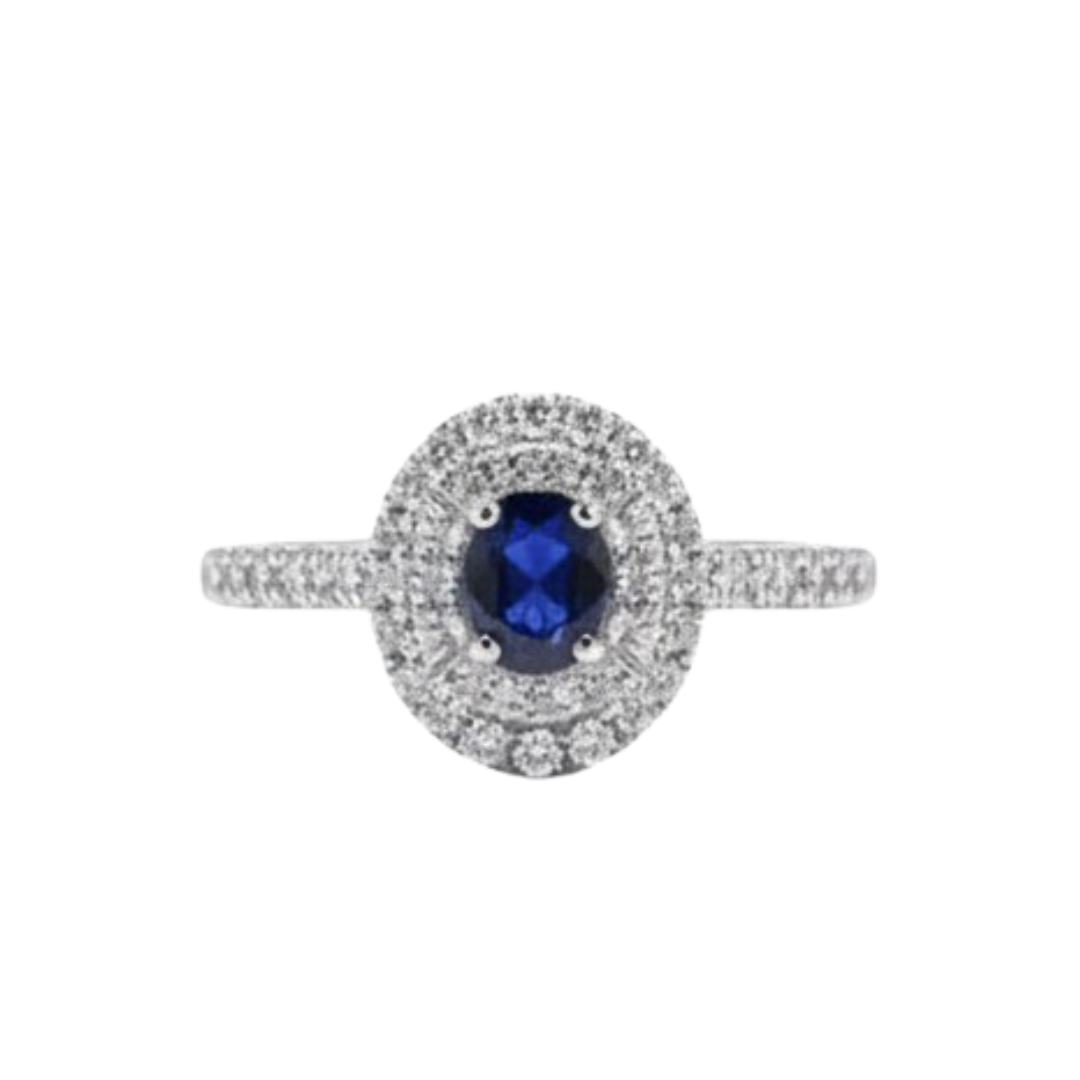 Anello Salvini Con Zaffiro Blu E Diamanti