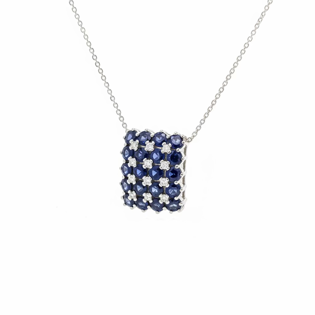 Collana Recarlo Oro Bianco 18Kt Iolite e Diamanti 0.08