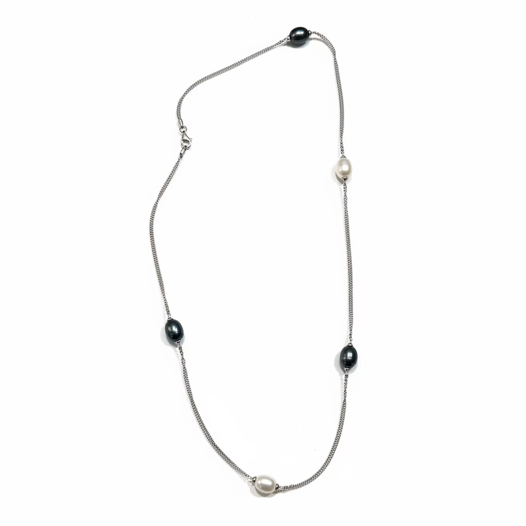 Collana Oro Bianco 18kt e Perle Fresh Water