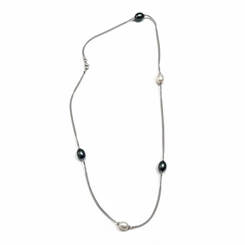 Collana Oro Bianco 18kt e Perle Fresh Water