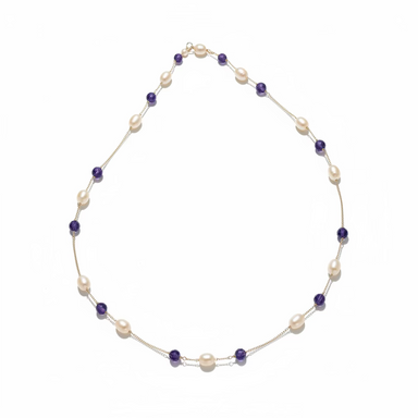 Collana Caravaggio Oro Giallo 18kt  Perle Naturali e Ametista