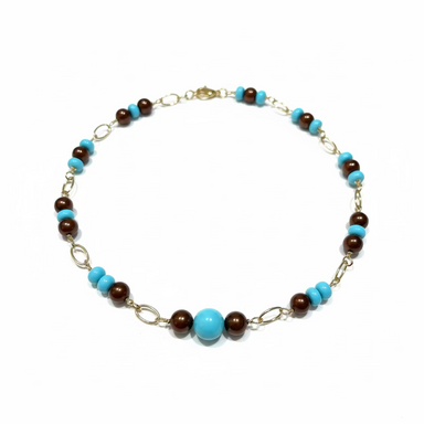 Collana Caravaggio Oro Giallo 18kt  Perle Fresh Water e Pasta di turchese